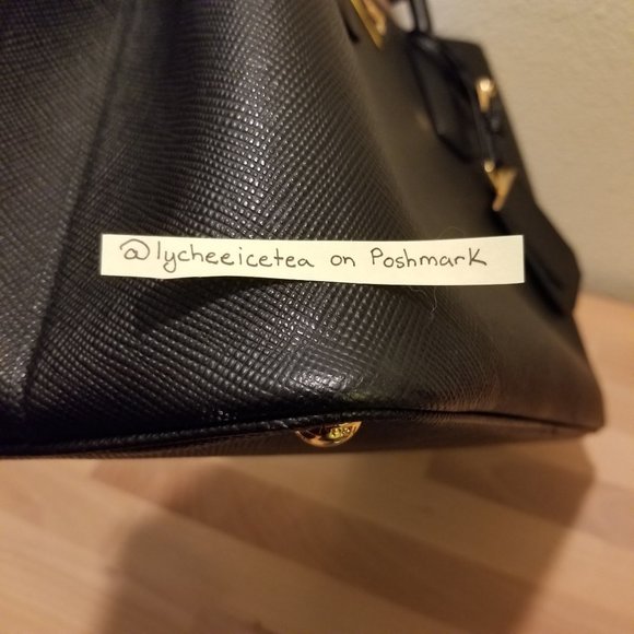 Prada Saffiano Small Double Cuir (Black/Pink) - Picture 8 of 16